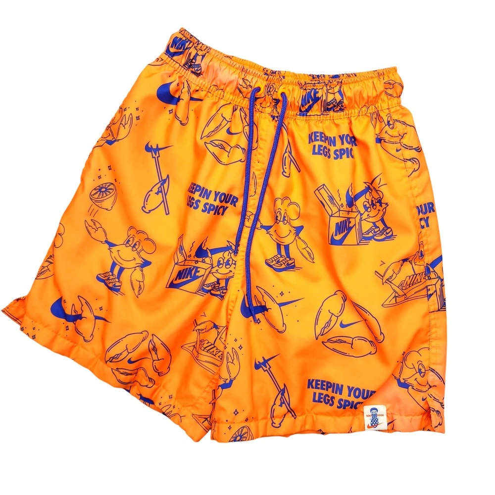 Nike Swim Shorts Mens XS Orange Sole Food Cartoon Graphic Keepin Your Legs Spicy